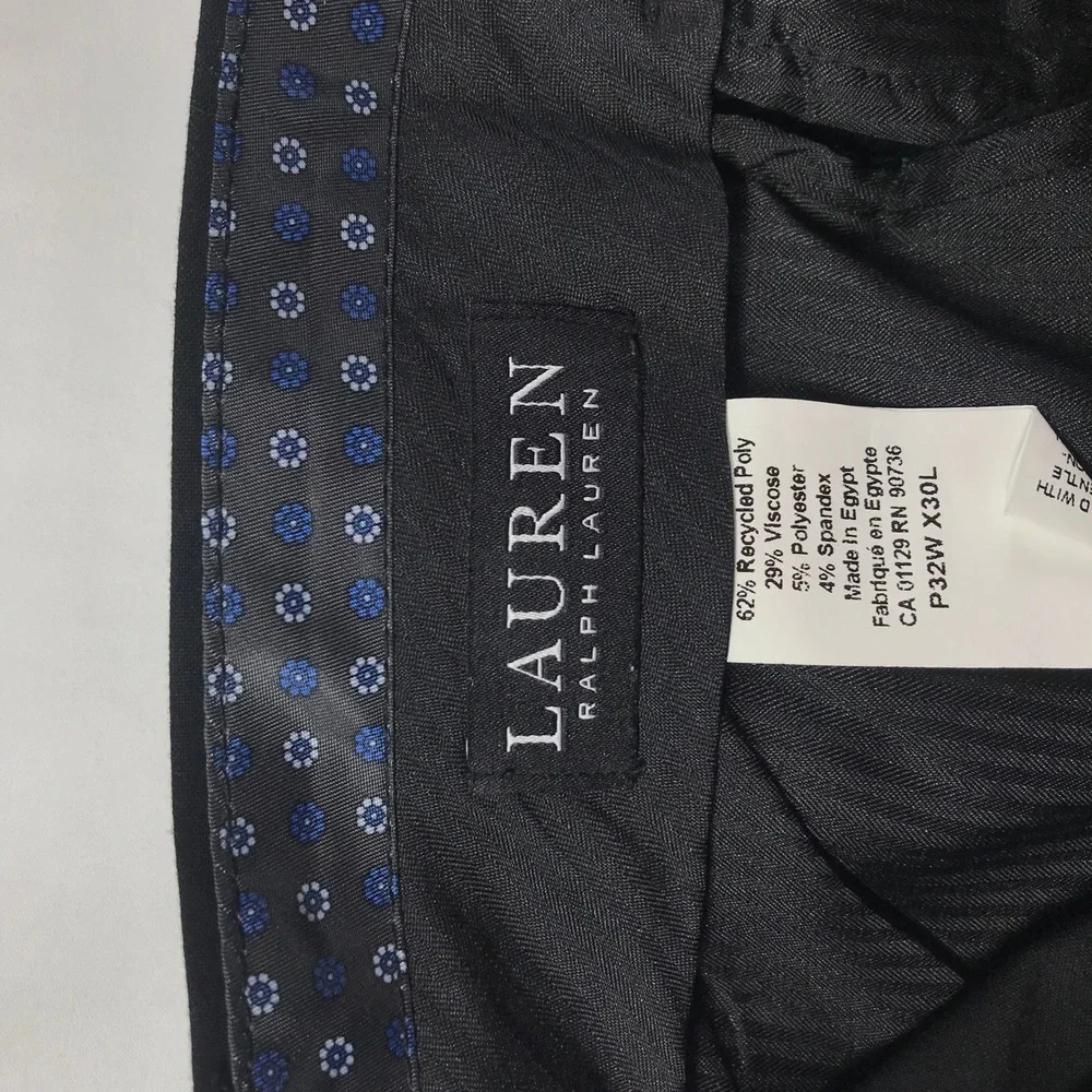 Lauren Ralph Lauren Mens Black Dress Pants Recycled Poly Blend 32W x 30L P32W